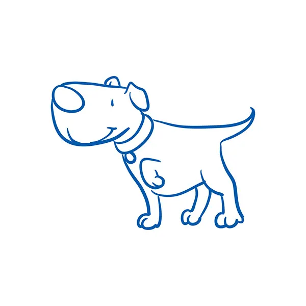 Dog line art cartoon pointing leg