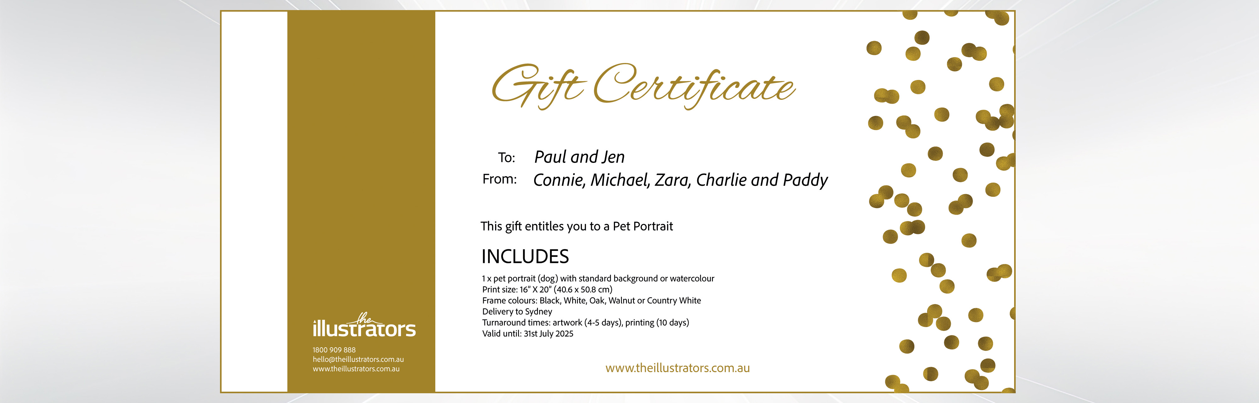 Portrait gift certificate