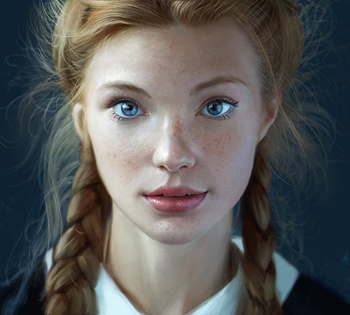 Blonde girl with blue eyes and braided hair