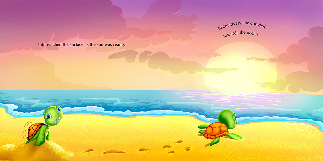 Little turtle making her way to the ocean
