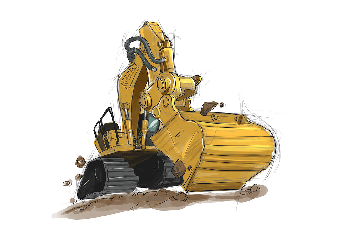 Caricature of a yellow digger