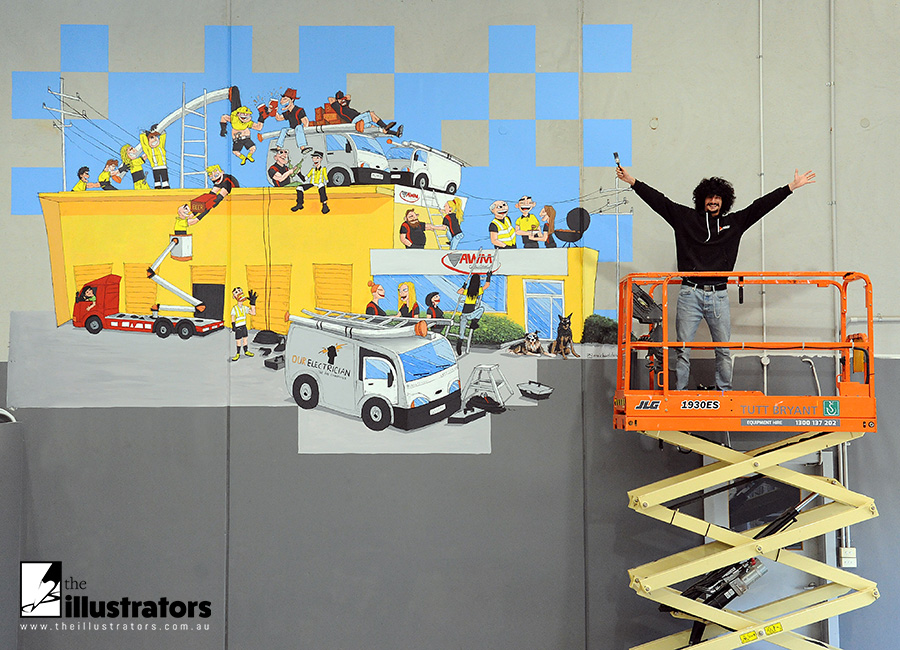 Happy mural artist in Geelong