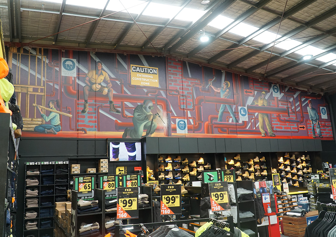 Wall mural at Worklocker, Melbourne