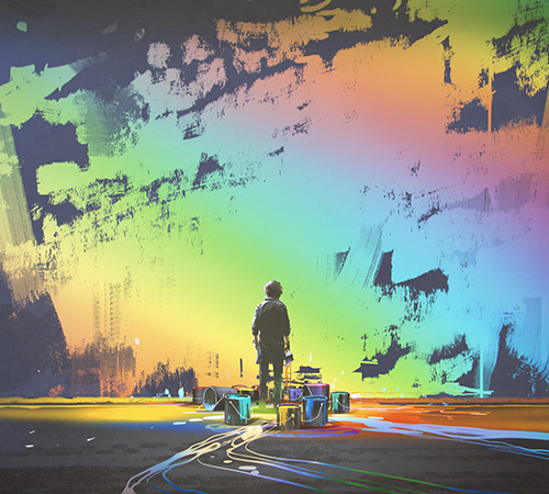 Artist ready to paint a mural